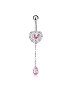 Bauchnabelpiercing mit Herz & funkelnden Kristallen Rosa