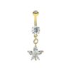 Bauchnabelpiercing mit Funkelnder Kristallblume und goldfarbiger Beschichtung