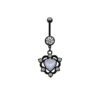 Bauchnabelpiercing Herz mit Kristallsteinchen Schwarz mit Beschichtung