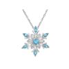 Elegante Edelstahl Halskette mit Schneeflocken-Anhänger – Hellblaue & Weiße Kristalle, 50 cm