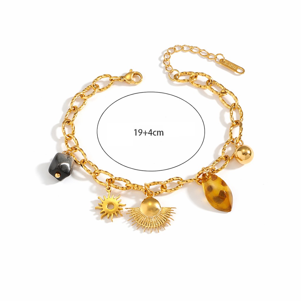 Charm Armband – Edelstahl vergoldet – Sonne & Natur Anhänger