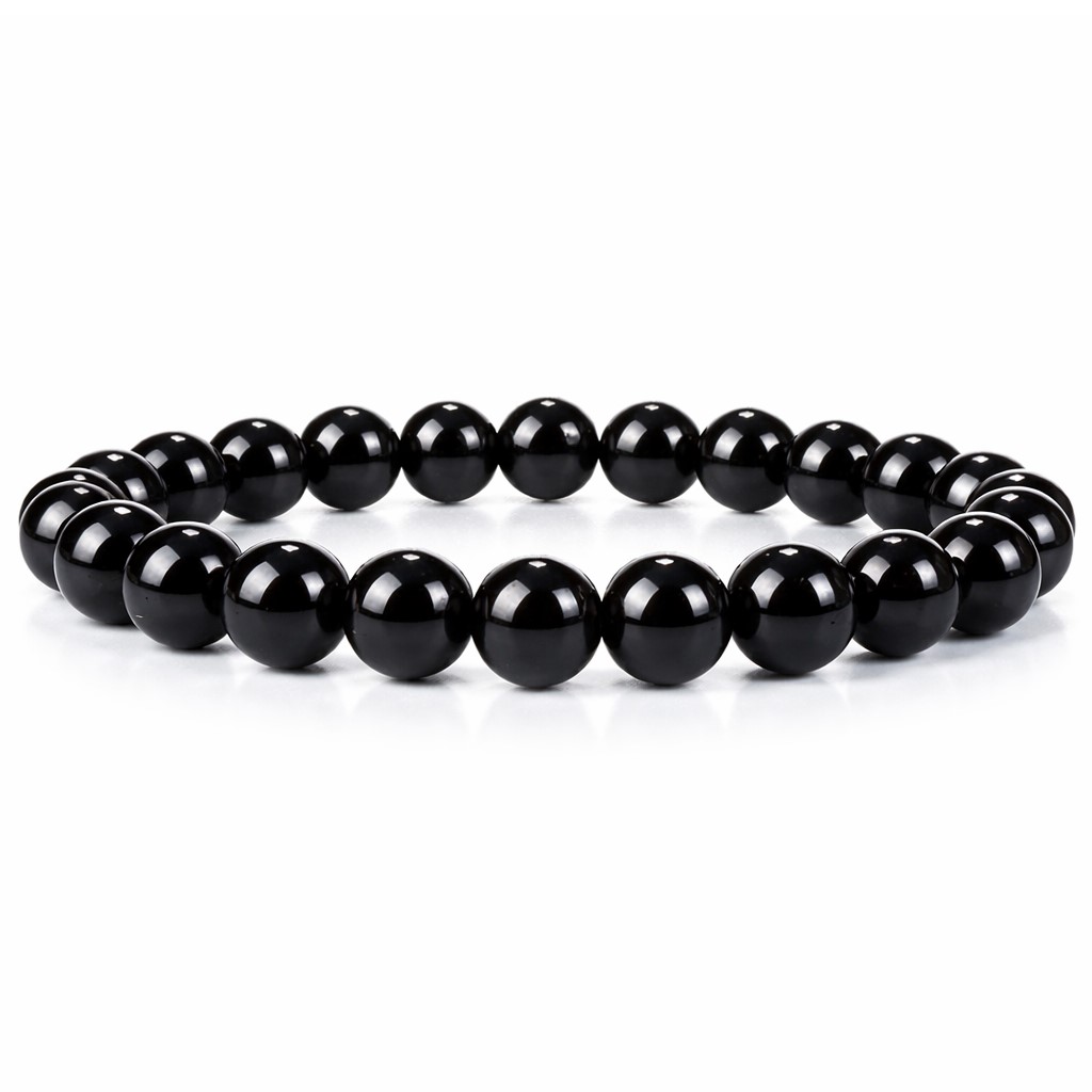 Obsidian Armband – Schwarzer Naturstein | 8 mm Perlen | Elastisch