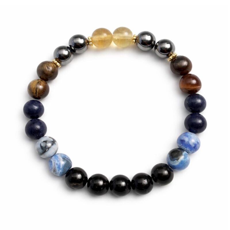 Kraftstein Armband Balance & Stärke – Obsidian, Tigerauge, Citrin & Lapislazuli