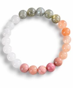 Kraftstein Armband - Labradorit, Mondstein & rosa Natursteinen – Selbstliebe, Harmonie & Herzenergie