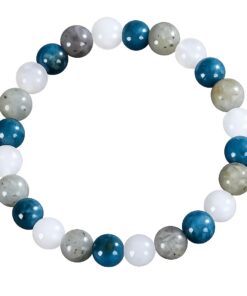 Kraftstein Armband – Blauem Apatit, Labradorit & Milchquarz – Stärke, Klarheit & Glück