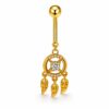 Bauchnabelpiercing Traumfänger Gold mit Zirkonia & Federn