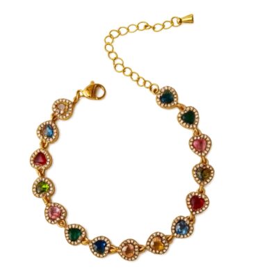 Armband Multicolor mit Zirkonia Herzen – 18K Gold PVD beschichtet – Elegant