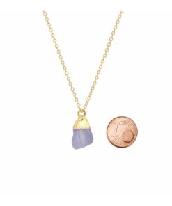 Natürliche Kristallkette mit Lila Achat Rohstein-Anhänger in goldfarbener Fassung