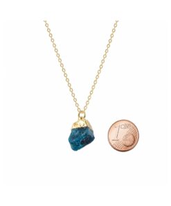 Kraftsteinkette Blauer Phosphor Rohstein-Anhänger in goldfarbener Fassung