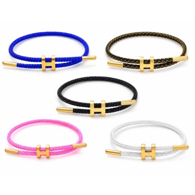 Geflochtenes Seilarmband mit H-Muster | 18K Echtgold Wasserplattierung