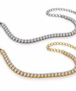 Tennisarmband mit Zirkonia in 304 Edelstahl und 18K Echtgold-PVD-Beschichtung