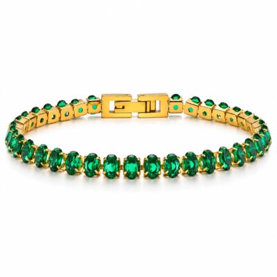 Emerald Shine – Tennisarmband mit grünen Zirkonia & 18K Gold PVD