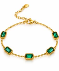 Emerald Five – Armband mit grünen Zirkonia & 18K Gold PVD