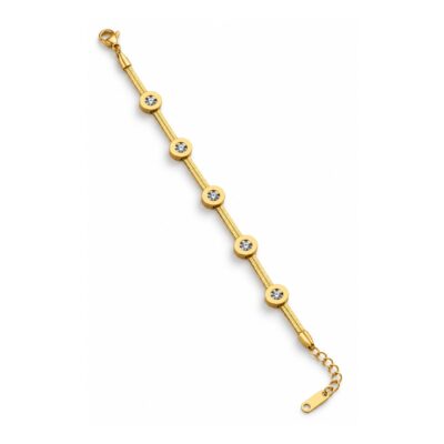 Golden Five – Schlangenketten-Armband mit 5 Kristallen | 18K Gold PVD